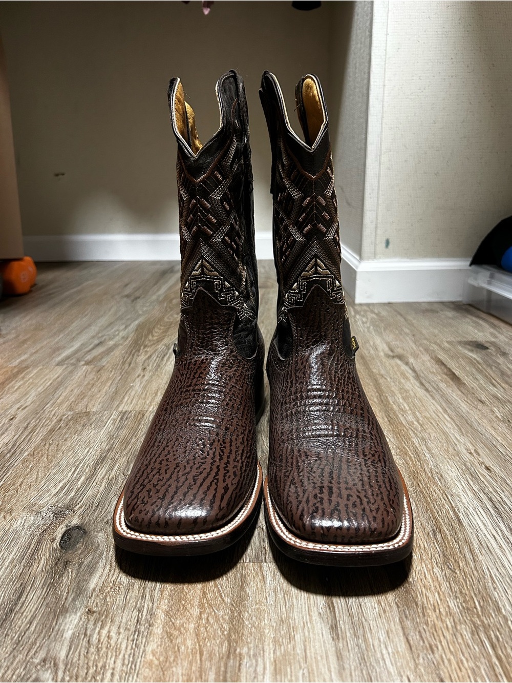 Alfani Men's Dark Brown Embossed Leather Western Boots